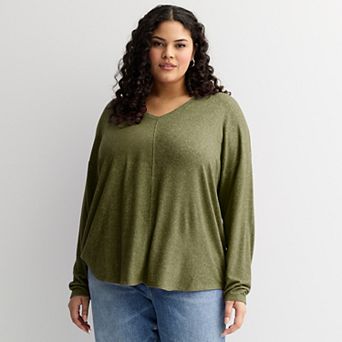 Plus Size Sonoma Goods For Life® Cozy V-Neck Long Sleeve Tunic