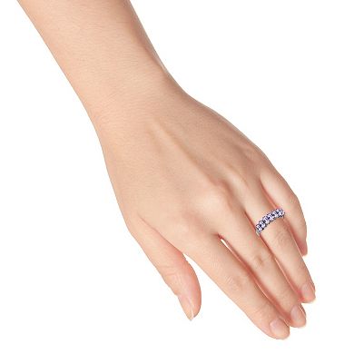 Aleure Precioso Sterling Silver Gemstone 7-Stone Faceted Oval Ring