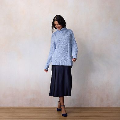 Petite LC Lauren Conrad Turtleneck Cable Tunic Sweater