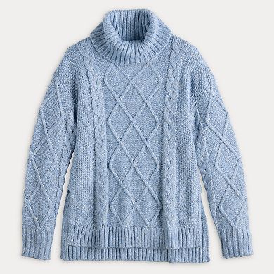 Petite LC Lauren Conrad Turtleneck Cable Tunic Sweater