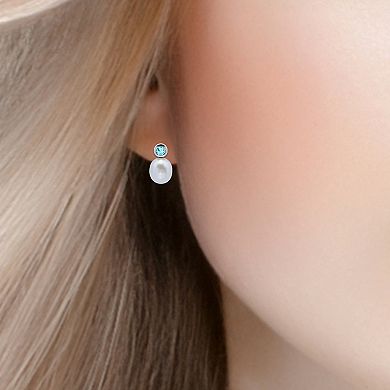 Aleure Precioso Sterling Silver Teardrop Freshwater Cultured Pearl & Gemstone Drop Posted Earrings