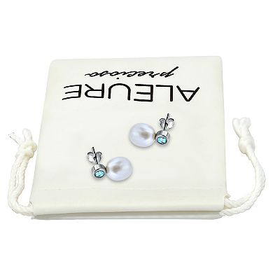 Aleure Precioso Sterling Silver Teardrop Freshwater Cultured Pearl & Gemstone Drop Posted Earrings