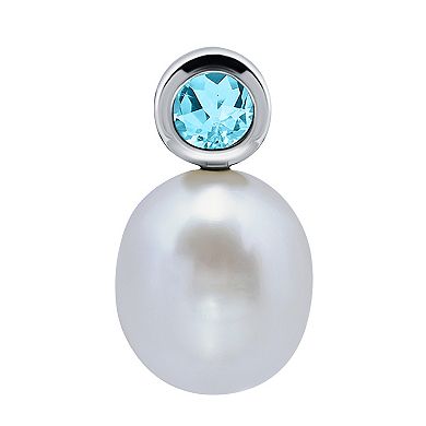 Aleure Precioso Sterling Silver Teardrop Freshwater Cultured Pearl & Gemstone Drop Posted Earrings