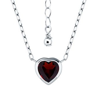 Aleure Precioso Sterling Silver Bezel Set Heart Shaped Stone Frontal Necklace