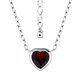 Aleure Precioso Sterling Silver Bezel Set Heart Shaped Stone Frontal Necklace