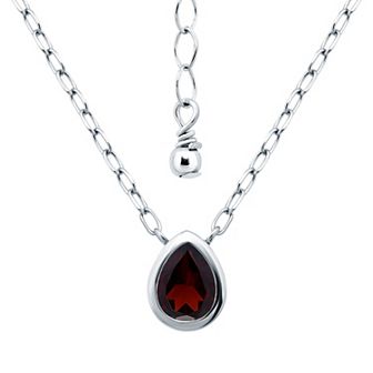 Aleure Precioso Sterling Silver Bezel Set Pear Shaped Pendant Necklace