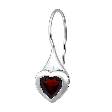 Aleure Precioso Sterling Silver Bezel Set Heart Shaped Fishhook Earrings