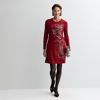 Women's London Times Long Sleeve Fit & Flare Sweater Dress