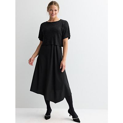 Women's London Times Embellished Tee Twofer Dress, Size: Small, Black