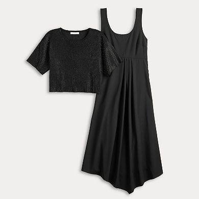 Women's London Times Embellished Tee Twofer Dress