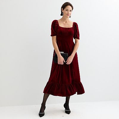 strapless open back dress Blue Zone Planet |Christmas Velvet Square Neck Backless Mini Dress main image 0
