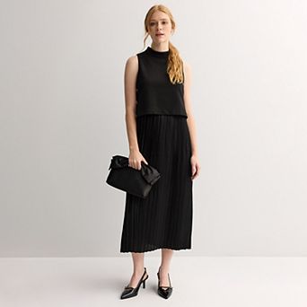 Women's London Times Mock Neck Twofer Dress