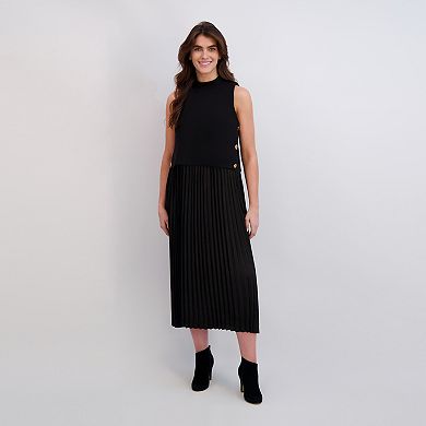 Women's London Times Mock Neck Twofer Dress