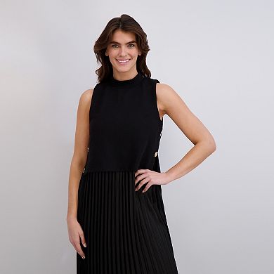 Women's London Times Mock Neck Twofer Dress