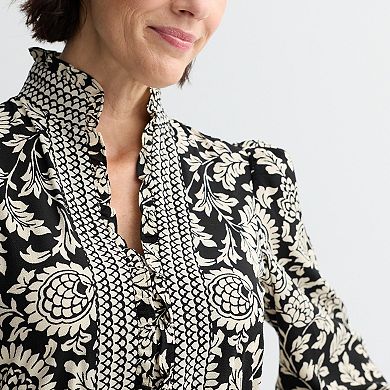 London Times Smocked Waist Ruffle Detail Tiered Skirt Dress