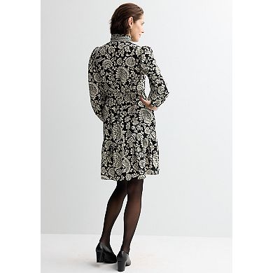 London Times Smocked Waist Ruffle Detail Tiered Skirt Dress