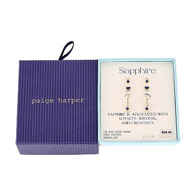 Paige Harper 14k Gold Plated Cubic Zirconia 3-Pair Earring Set