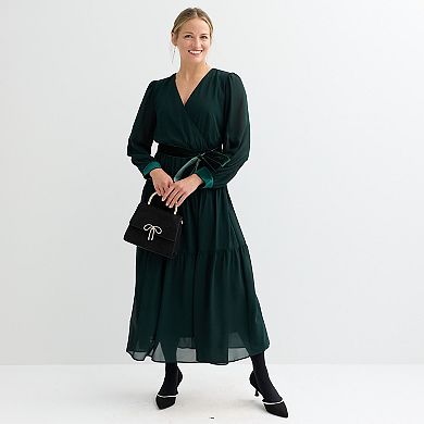 Women's Robbie Bee Velvet Belt Wrap Dress