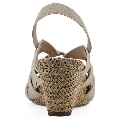 White Mountain Ataps Women's Wedge Sandals with Adjustable Strap