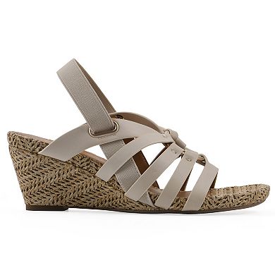 White Mountain Ataps Women's Wedge Sandals with Adjustable Strap