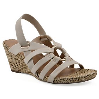 White Mountain Ataps Women's Wedge Sandals with Adjustable Strap