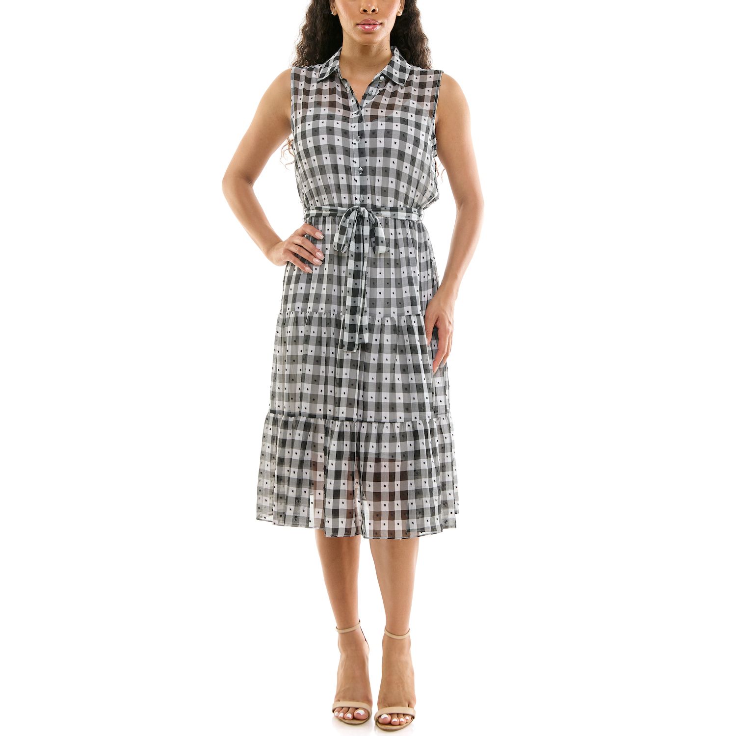Женские платья Nanette Lepore Sleeveless Gingham Button Up Shirtdress