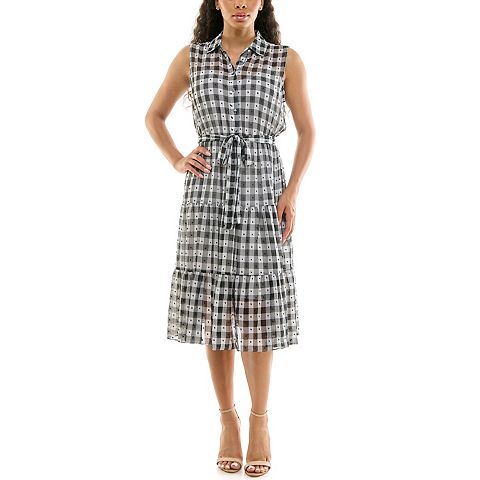 Женские платья Nanette Lepore Sleeveless Gingham Button Up Shirtdress