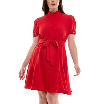 Women's Nanette Lepore Bi-Stretch Shirtdress with Self Tie Belt