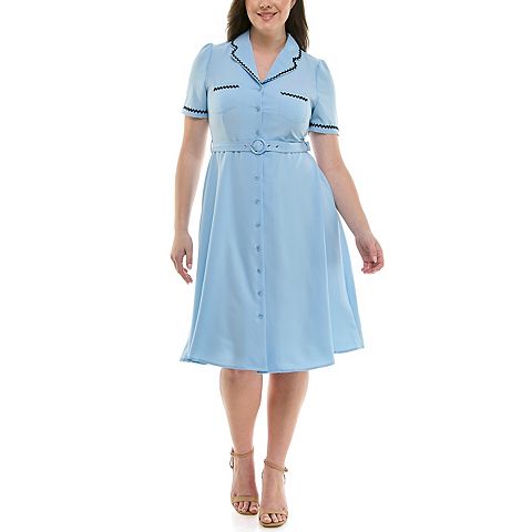 Женские юбки Nanette Lepore Shirtdress with Rickrack Skirt and Pocket Detail