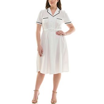 Women's Nanette Lepore Shirtdress with Rickrack Skirt and Pocket Detail