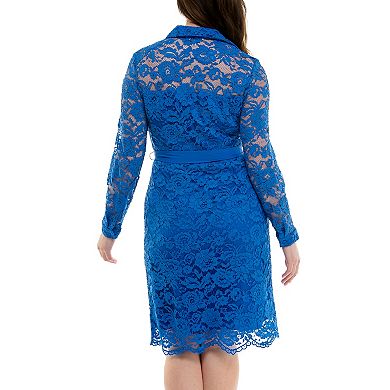 Women's Nanette Lepore Lace Shirtdress with Placket and Self-Tie Belt