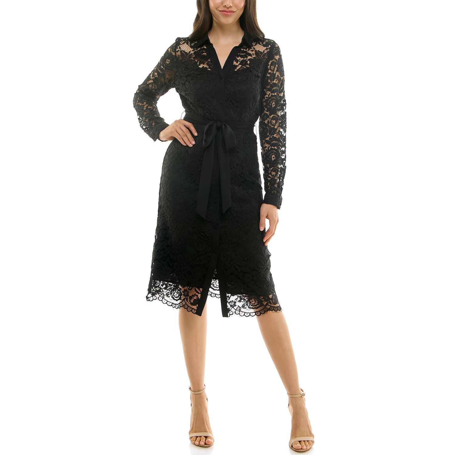 Женские ремни Nanette Lepore Lace Shirtdress with Placket and Self-Tie Belt