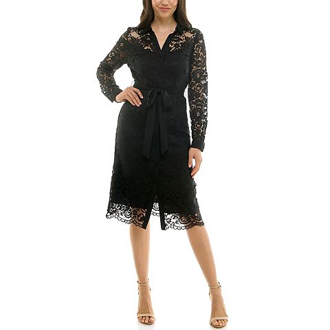 Женские ремни Nanette Lepore Lace Shirtdress with Placket and Self-Tie Belt