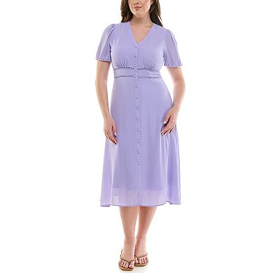 Women's Nanette Lepore Solid Chiffon Shirtdress with Waist Stitching Detail