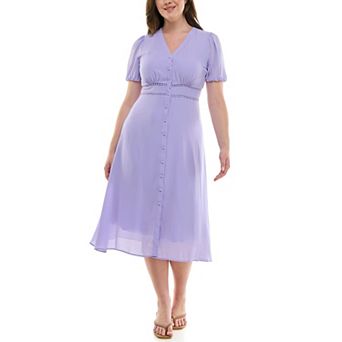 Women's Nanette Lepore Solid Chiffon Shirtdress with Waist Stitching Detail