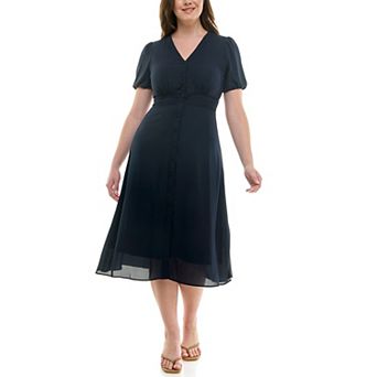 Women's Nanette Lepore Solid Chiffon Shirtdress with Waist Stitching Detail