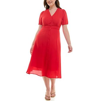 Women's Nanette Lepore Solid Chiffon Shirtdress with Waist Stitching Detail