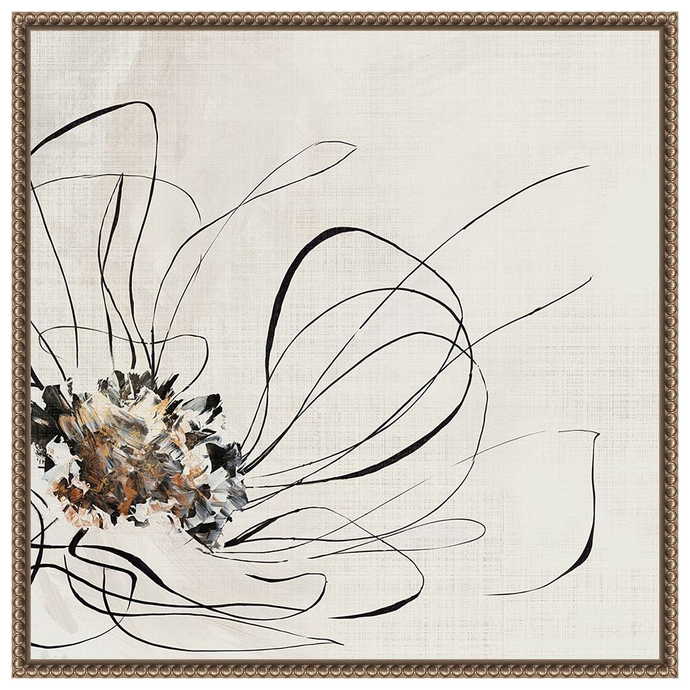 Amanti Art Golden Line Flower II by Alex Black Framed Canvas Wall Art Print