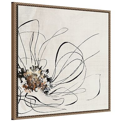Amanti Art Golden Line Flower II by Alex Black Framed Canvas Wall Art Print