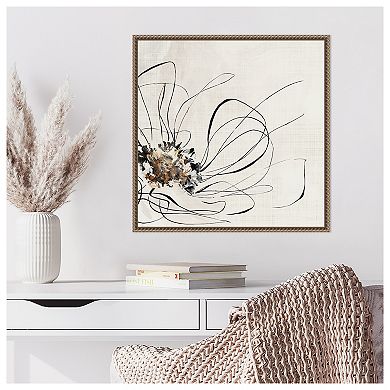 Amanti Art Golden Line Flower II by Alex Black Framed Canvas Wall Art Print