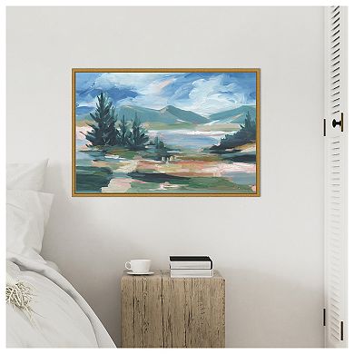 Amanti Art Pastel Lake View I by Ethan Harper Framed Canvas Wall Art Print