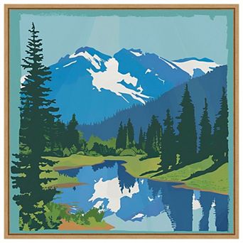 Amanti Art Mountain Reflection I by Walker Noble Framed Canvas Wall Art Print