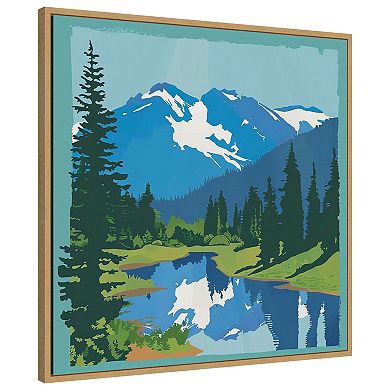 Amanti Art Mountain Reflection I by Walker Noble Framed Canvas Wall Art Print