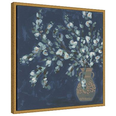 Amanti Art Midnight Indigo Blooms I by June Erica Vess Framed Canvas Wall Art Print