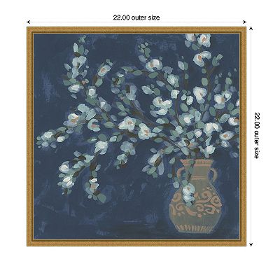 Amanti Art Midnight Indigo Blooms I by June Erica Vess Framed Canvas Wall Art Print