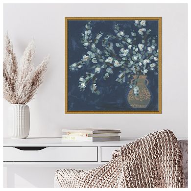 Amanti Art Midnight Indigo Blooms I by June Erica Vess Framed Canvas Wall Art Print