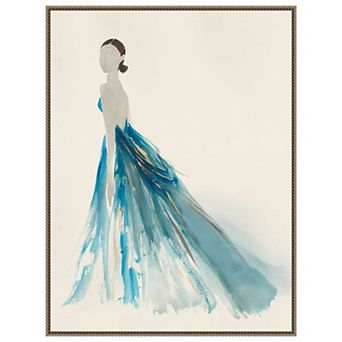 Amanti Art Blue Dress II by Lily k Framed Canvas Wall Art Print