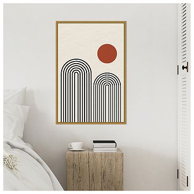 Amanti Art Monochrome Geometric Flower by Gary William Framed Canvas Wall Art Print
