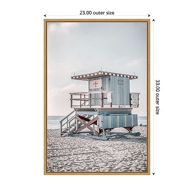 Amanti Art Miam Blue Beach Lifeguard Tower by Andrea Haase Framed Canvas Wall Art Print