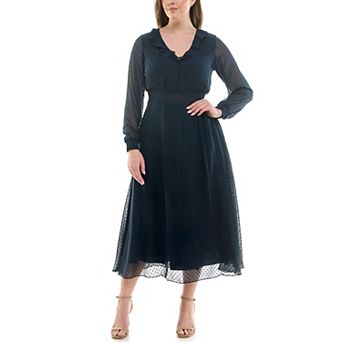 Women's Nanette Lepore Long Sleeve Jacquard Dress with Ruffle Chest